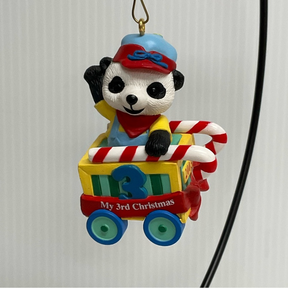 🔥SALE 3/$20 HALLMARK KEEPSAKE Ornament Panda Child’s 3rd Train Primary Colors